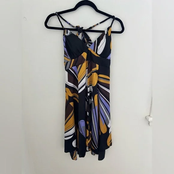 Vintage Satin Multi Colour Patterned Dress - Picture 2 of 10